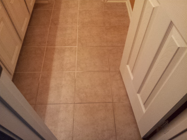 Discolored Grout Before Grout Recoloring